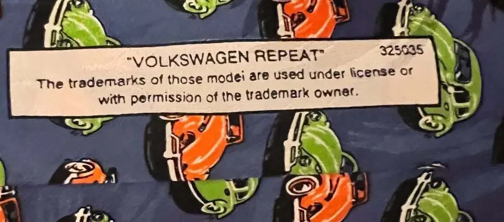 Volkswagen Repeat Silk Necktie Blue Beetle Car Print